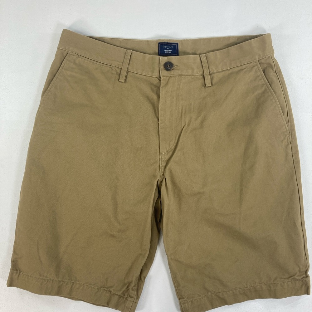 GAP Khakis Lived In Flat Front Chino Shorts Tan Men's Size 34 Summer Outdoor - Picture 12 of 16
